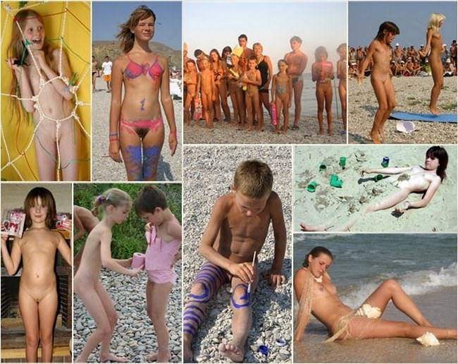 Pure Nudism pictures - Young child gets painted [Nudism collection]