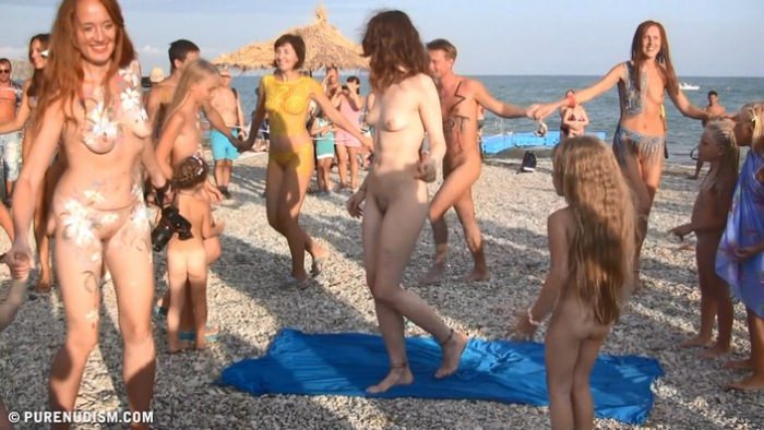 Nudist celebration carnival on the beach - Purenudism video [Nudism collection]