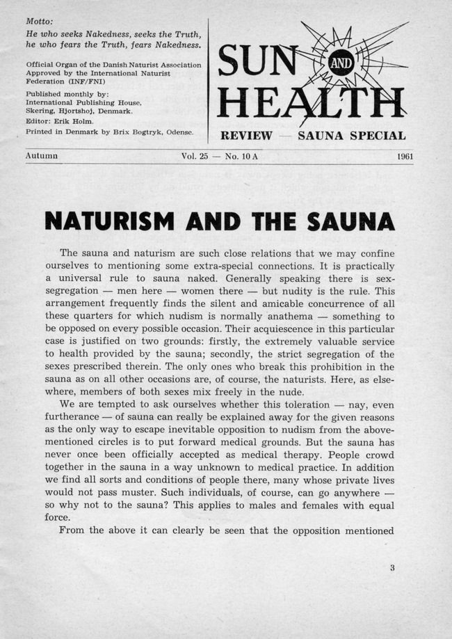 Sauna - nudism and finnish bath - sun and healt [Nudism collection]